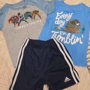Adidas Navy Shorts with Graphic Tees Set